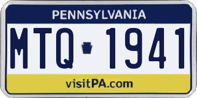 PA license plate MTQ1941