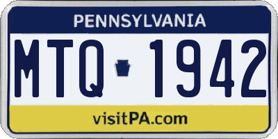 PA license plate MTQ1942