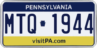 PA license plate MTQ1944