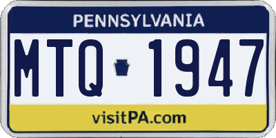 PA license plate MTQ1947