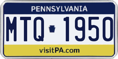 PA license plate MTQ1950