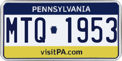 PA license plate MTQ1953