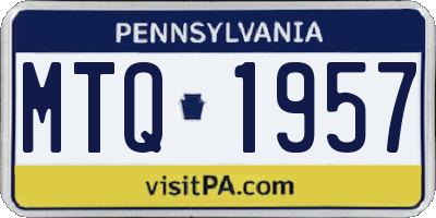 PA license plate MTQ1957