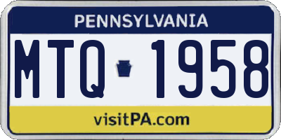 PA license plate MTQ1958
