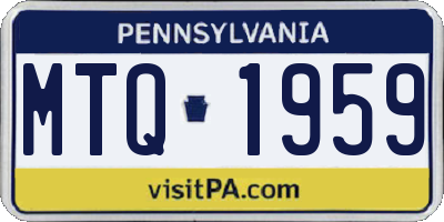 PA license plate MTQ1959