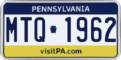 PA license plate MTQ1962