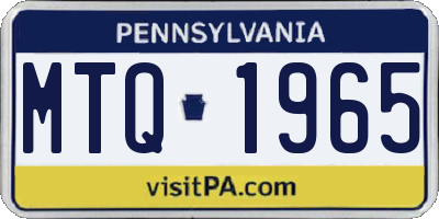 PA license plate MTQ1965