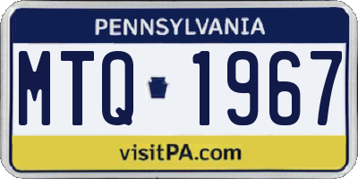 PA license plate MTQ1967