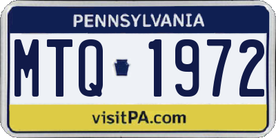 PA license plate MTQ1972