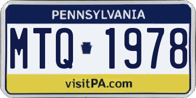 PA license plate MTQ1978