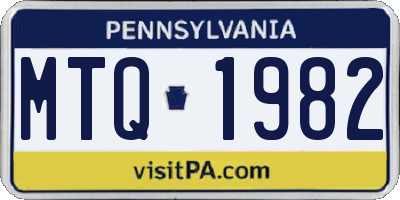 PA license plate MTQ1982