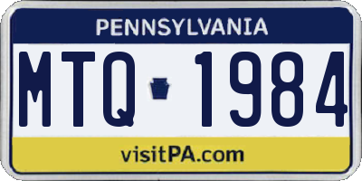 PA license plate MTQ1984