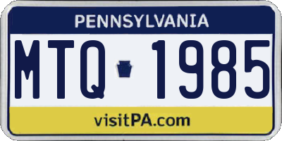 PA license plate MTQ1985