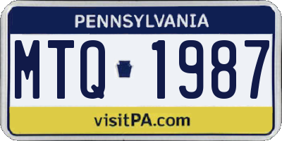 PA license plate MTQ1987