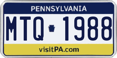 PA license plate MTQ1988