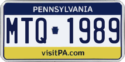 PA license plate MTQ1989