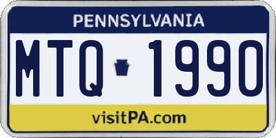 PA license plate MTQ1990