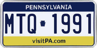 PA license plate MTQ1991