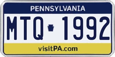 PA license plate MTQ1992