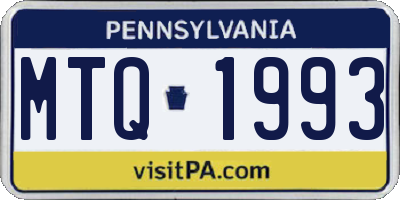 PA license plate MTQ1993