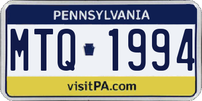 PA license plate MTQ1994