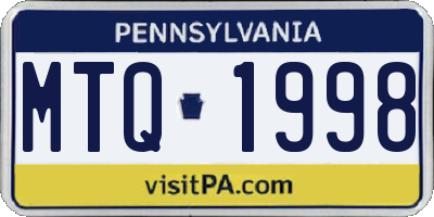 PA license plate MTQ1998