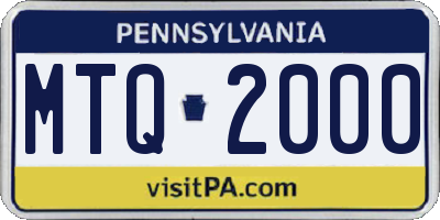 PA license plate MTQ2000