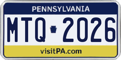 PA license plate MTQ2026