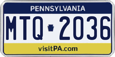 PA license plate MTQ2036
