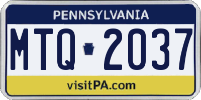 PA license plate MTQ2037