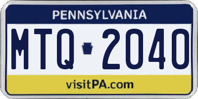 PA license plate MTQ2040