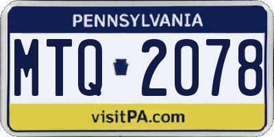 PA license plate MTQ2078