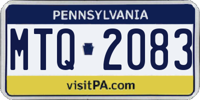 PA license plate MTQ2083