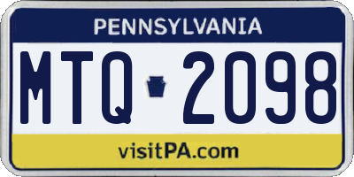 PA license plate MTQ2098