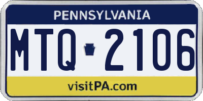PA license plate MTQ2106