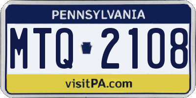 PA license plate MTQ2108
