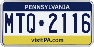 PA license plate MTQ2116