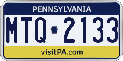 PA license plate MTQ2133