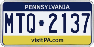 PA license plate MTQ2137
