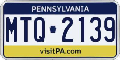 PA license plate MTQ2139