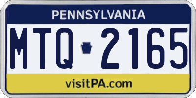 PA license plate MTQ2165