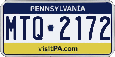PA license plate MTQ2172
