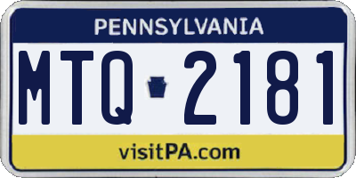 PA license plate MTQ2181