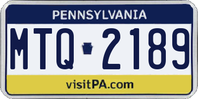 PA license plate MTQ2189