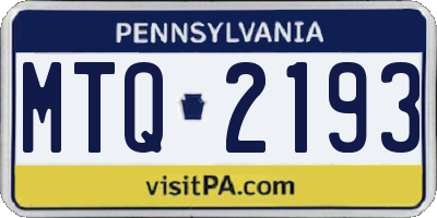 PA license plate MTQ2193