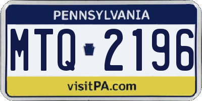 PA license plate MTQ2196