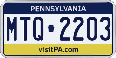 PA license plate MTQ2203