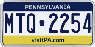 PA license plate MTQ2254
