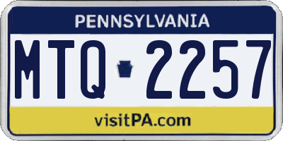 PA license plate MTQ2257