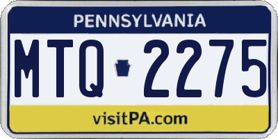 PA license plate MTQ2275